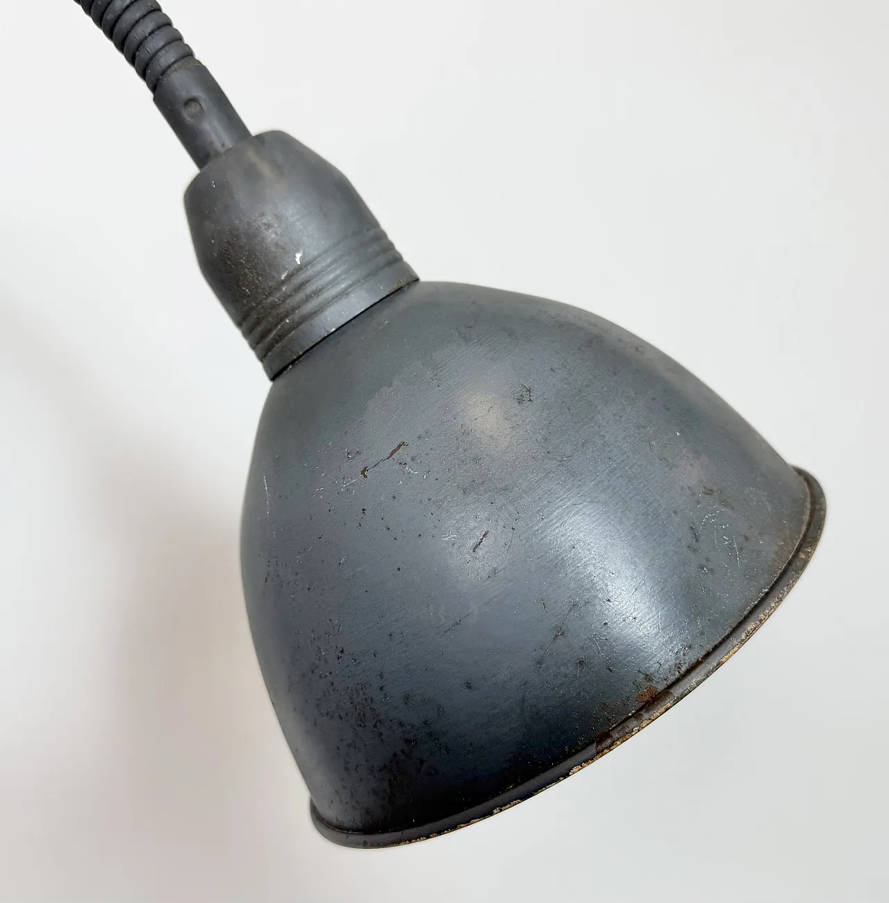 Grey Industrial Gooseneck scissor wall lamp by Elektroinstala, 1960s 14