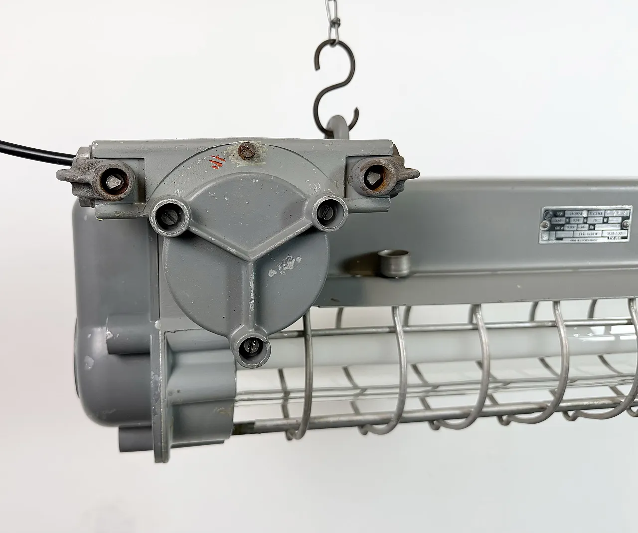 Grey Industrial Hanging Tube Light from Elektrosvit, 1970s 3