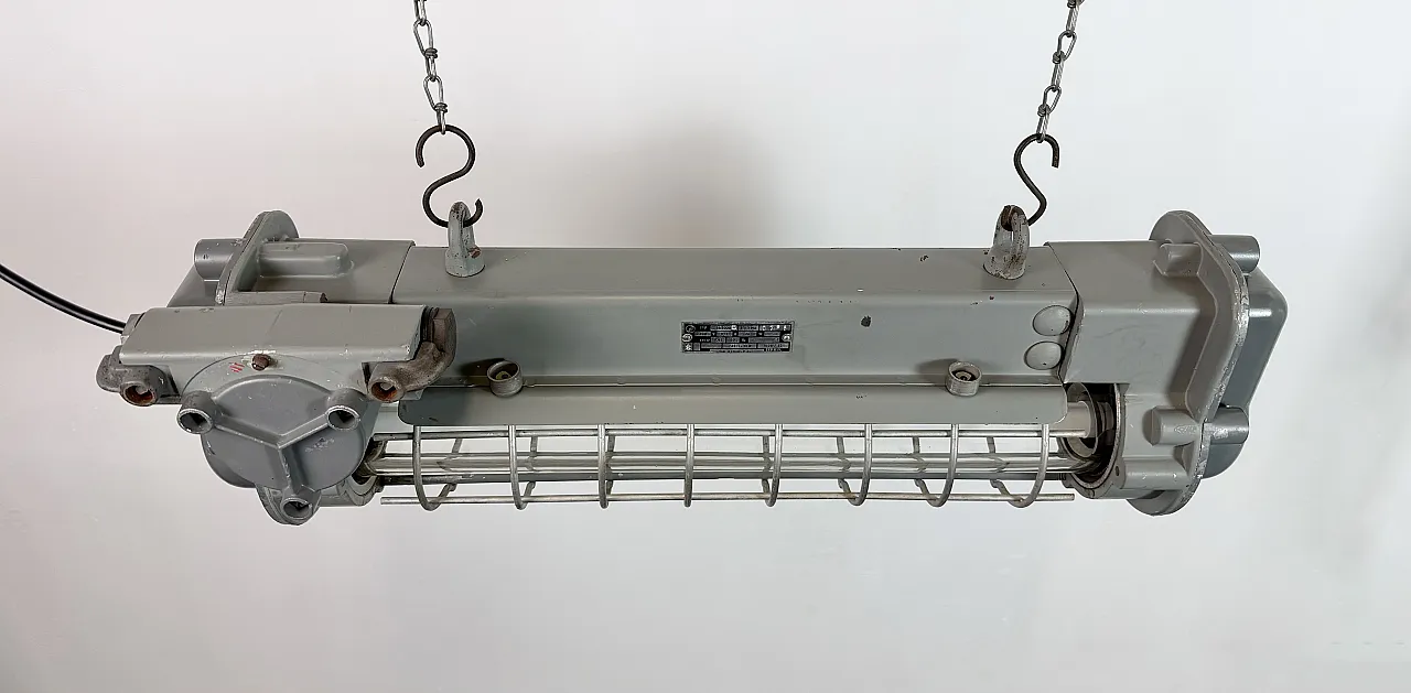 Grey Industrial Hanging Tube Light from Elektrosvit, 1970s 5