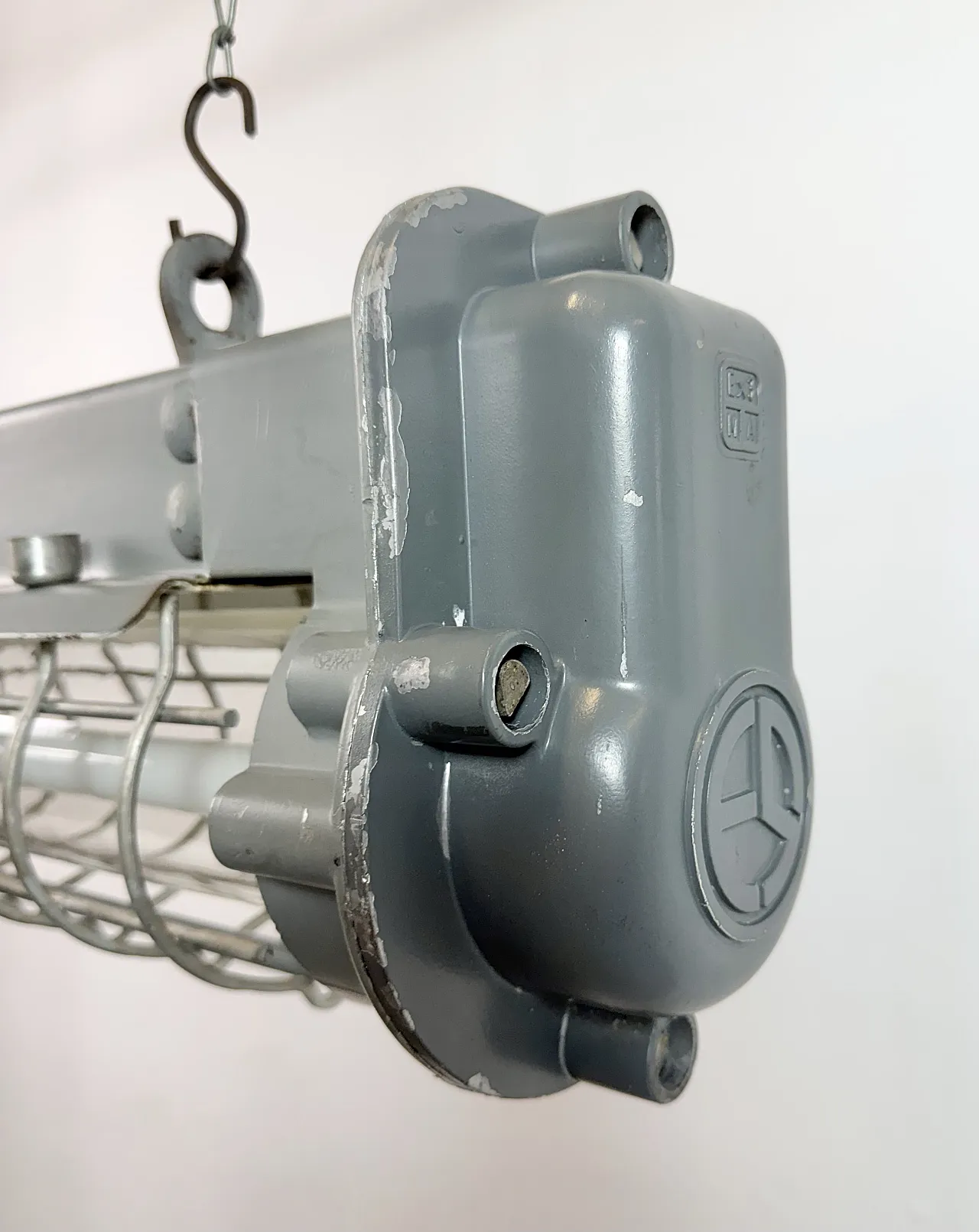 Grey Industrial Hanging Tube Light from Elektrosvit, 1970s 7