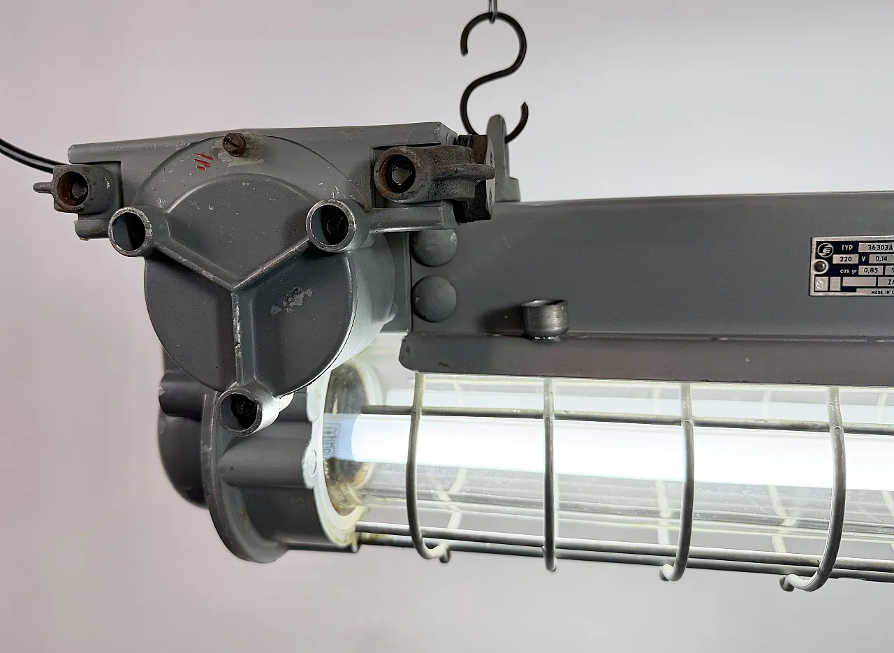 Grey Industrial Hanging Tube Light from Elektrosvit, 1970s 13
