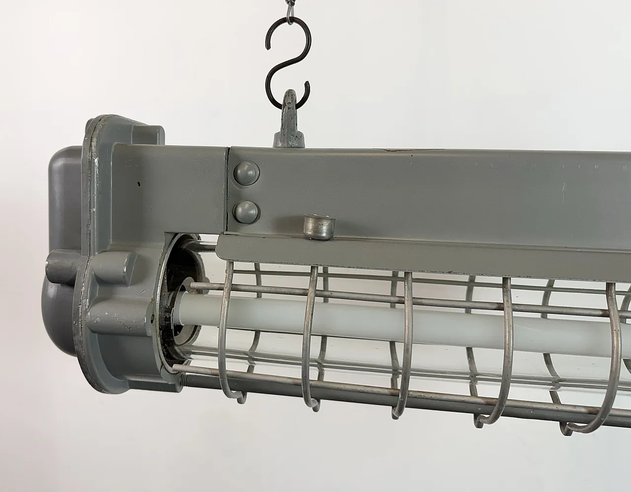 Grey Industrial Hanging Tube Light from Elektrosvit, 1970s 15