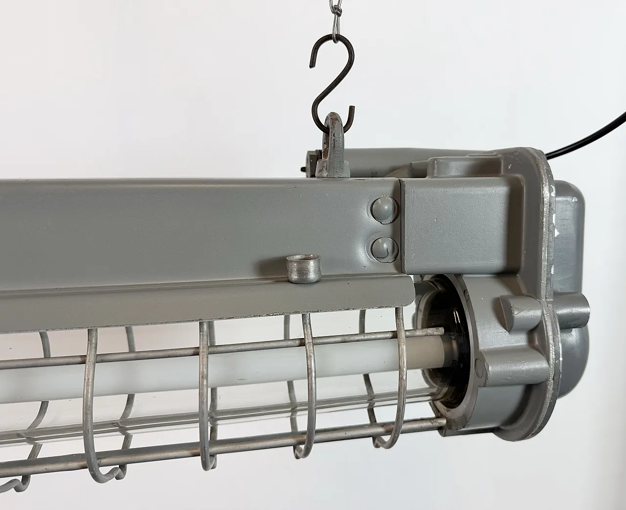 Grey Industrial Hanging Tube Light from Elektrosvit, 1970s 16