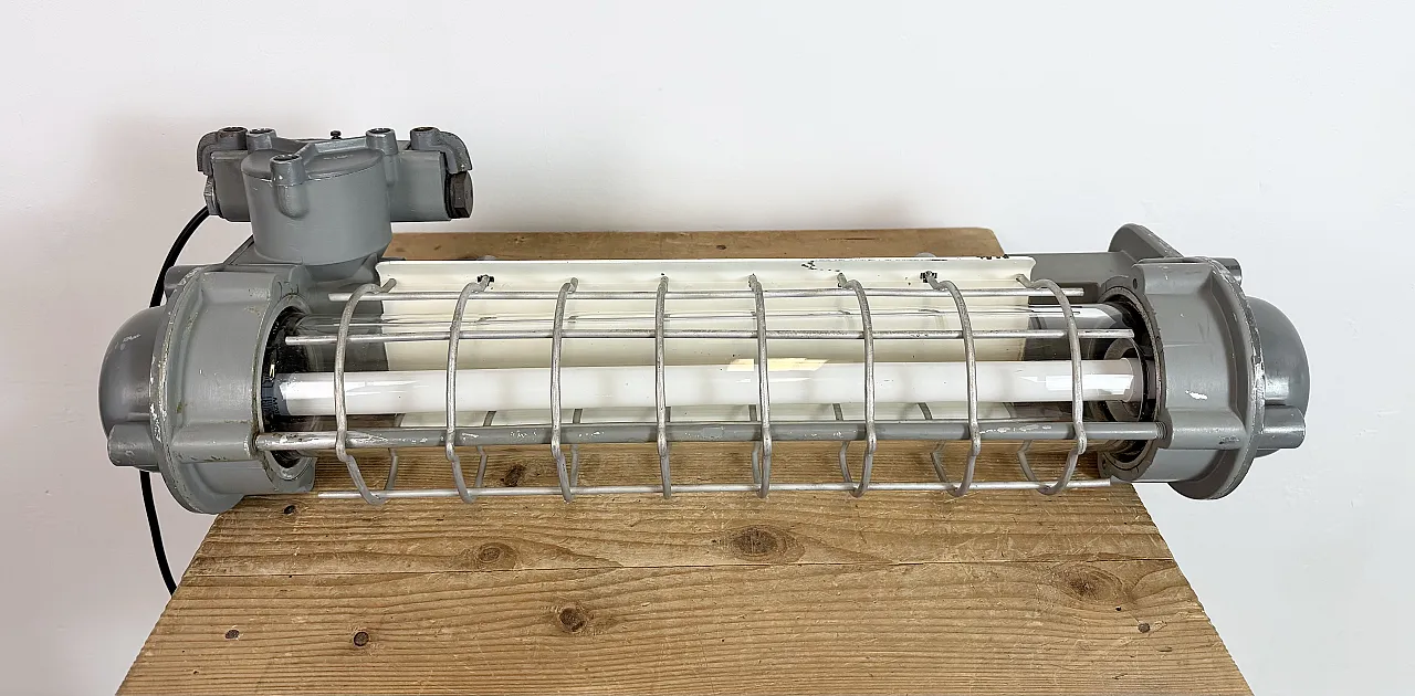 Grey Industrial Hanging Tube Light from Elektrosvit, 1970s 18