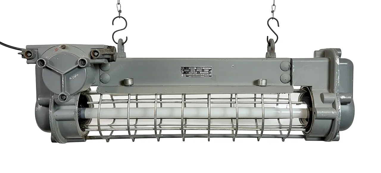 Grey Industrial Hanging Tube Light from Elektrosvit, 1970s 21
