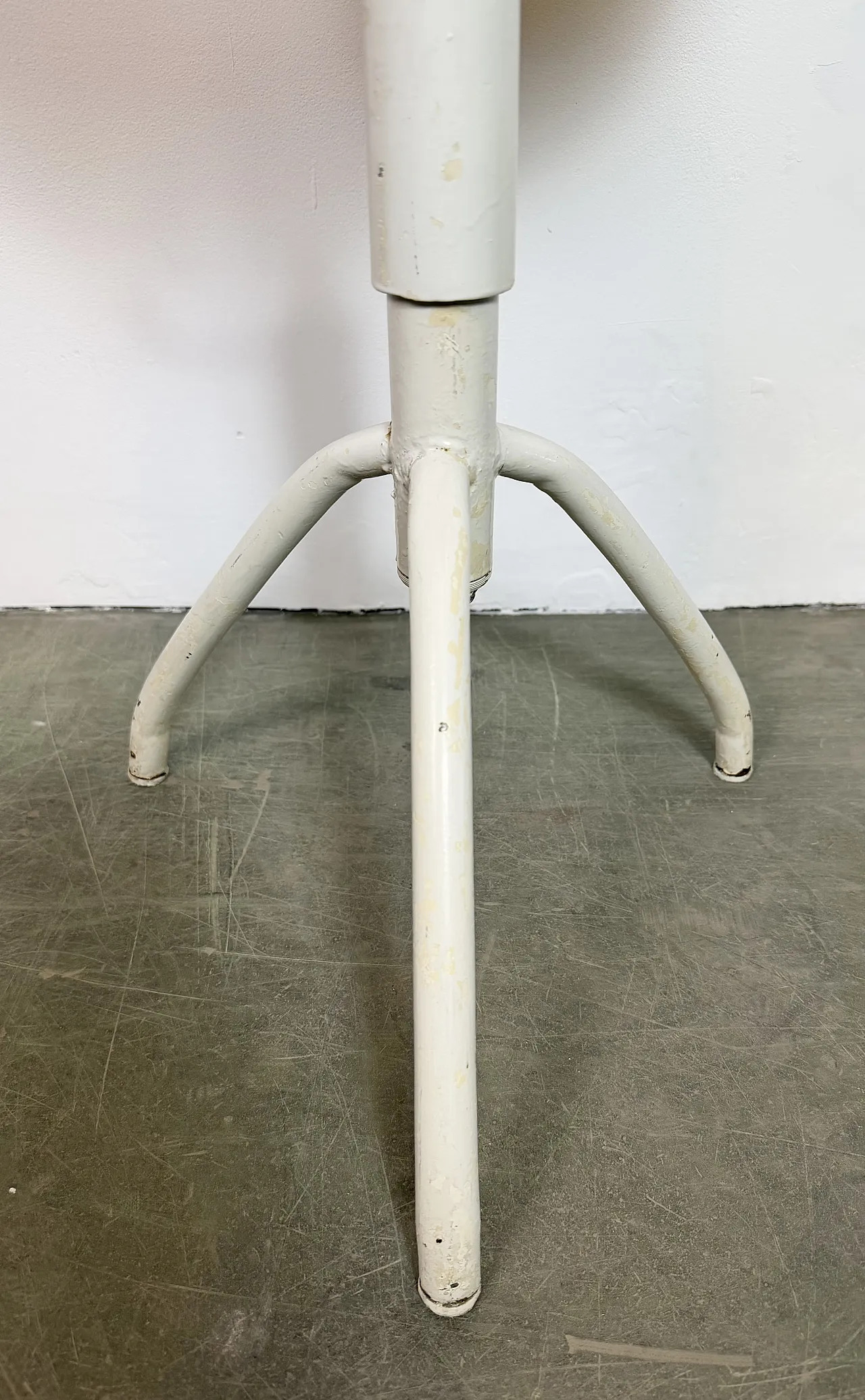 White Industrial Iron Height Adjustable Stool, 1960s 6