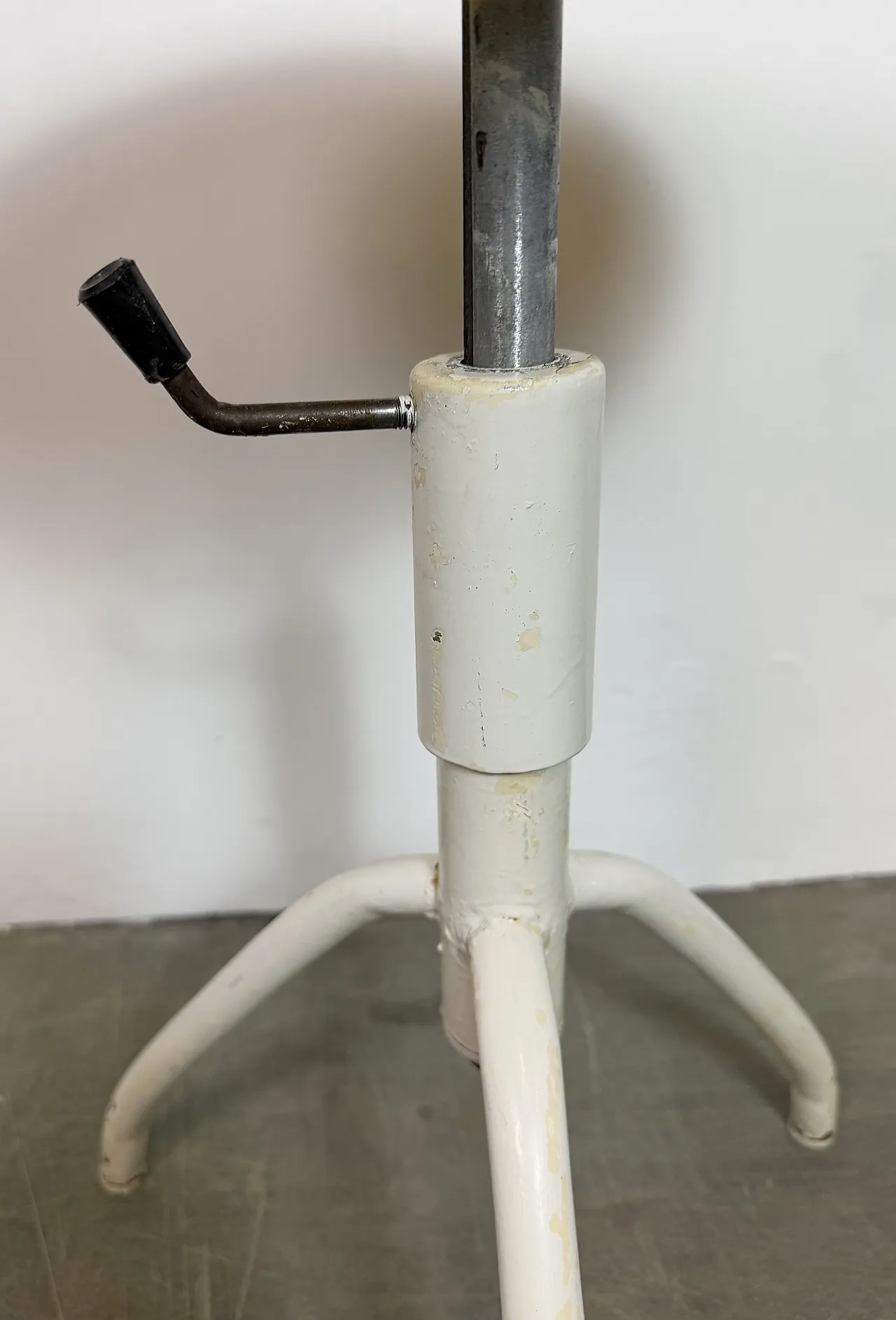 White Industrial Iron Height Adjustable Stool, 1960s 7