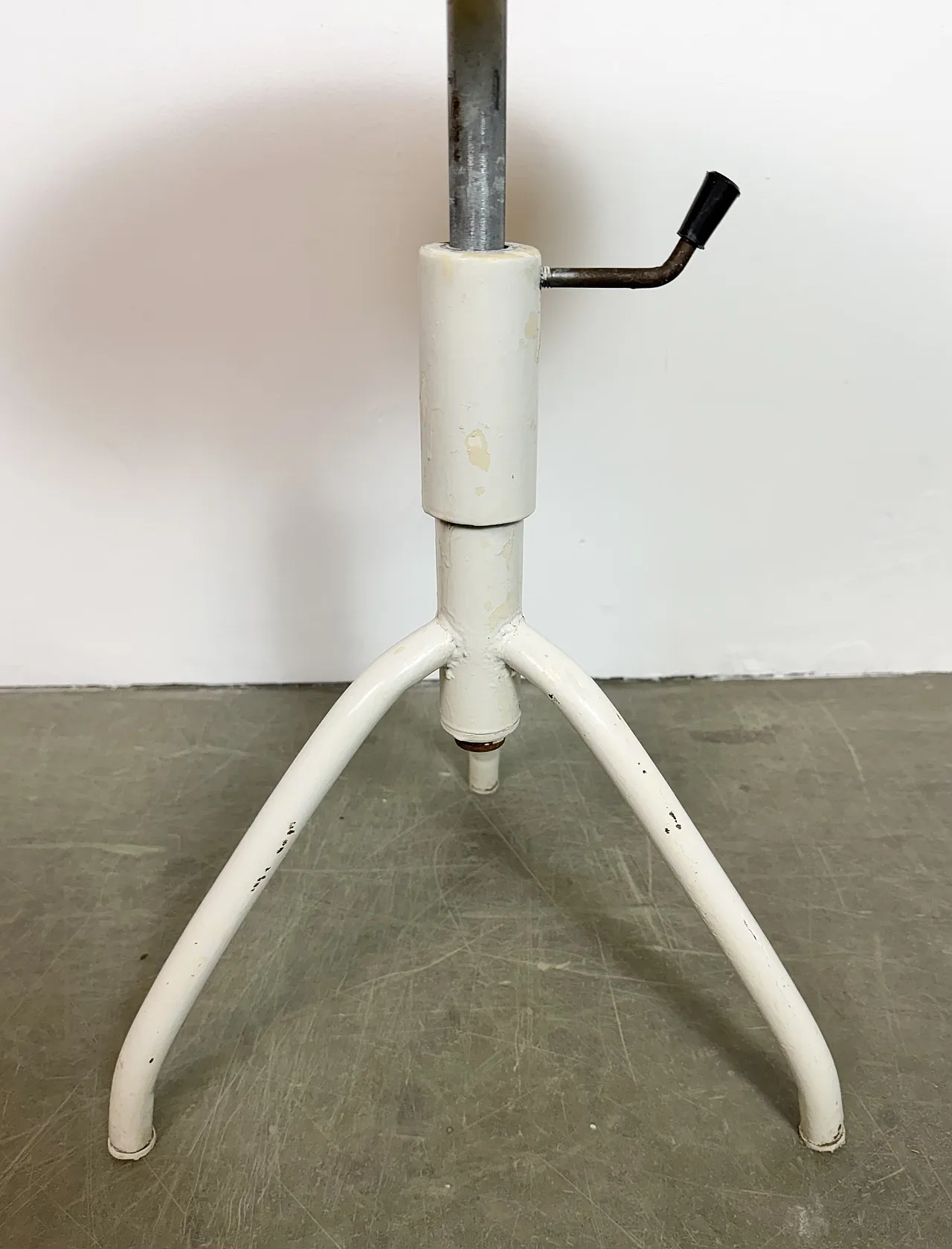 White Industrial Iron Height Adjustable Stool, 1960s 12