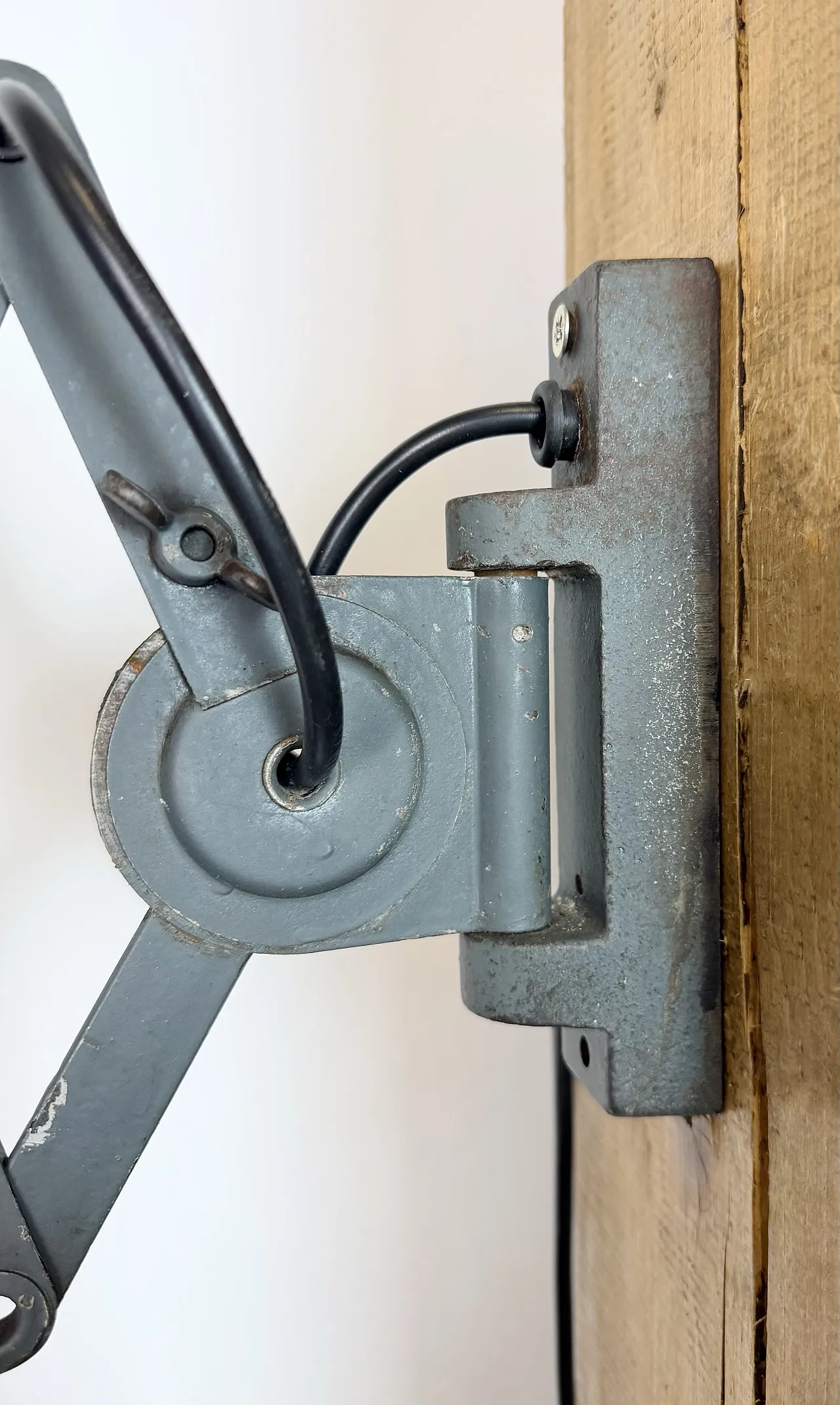 Industrial Black Enamel Scissor Wall Lamp, 1950s 4