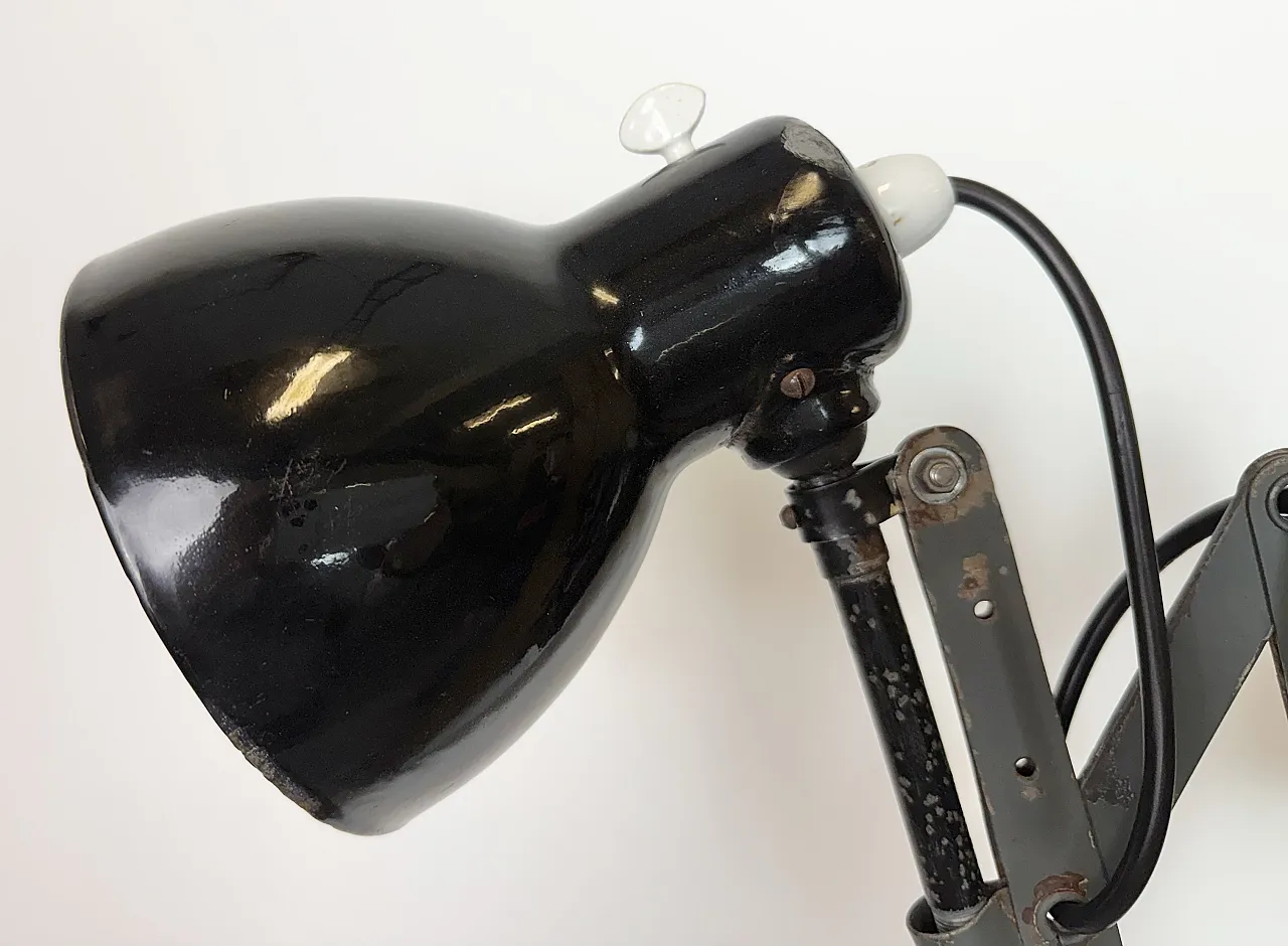 Industrial Black Enamel Scissor Wall Lamp, 1950s 5