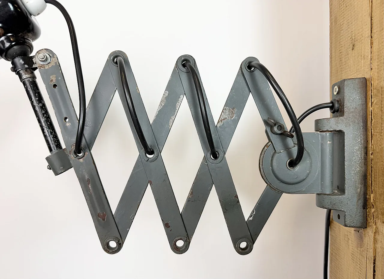 Industrial Black Enamel Scissor Wall Lamp, 1950s 6