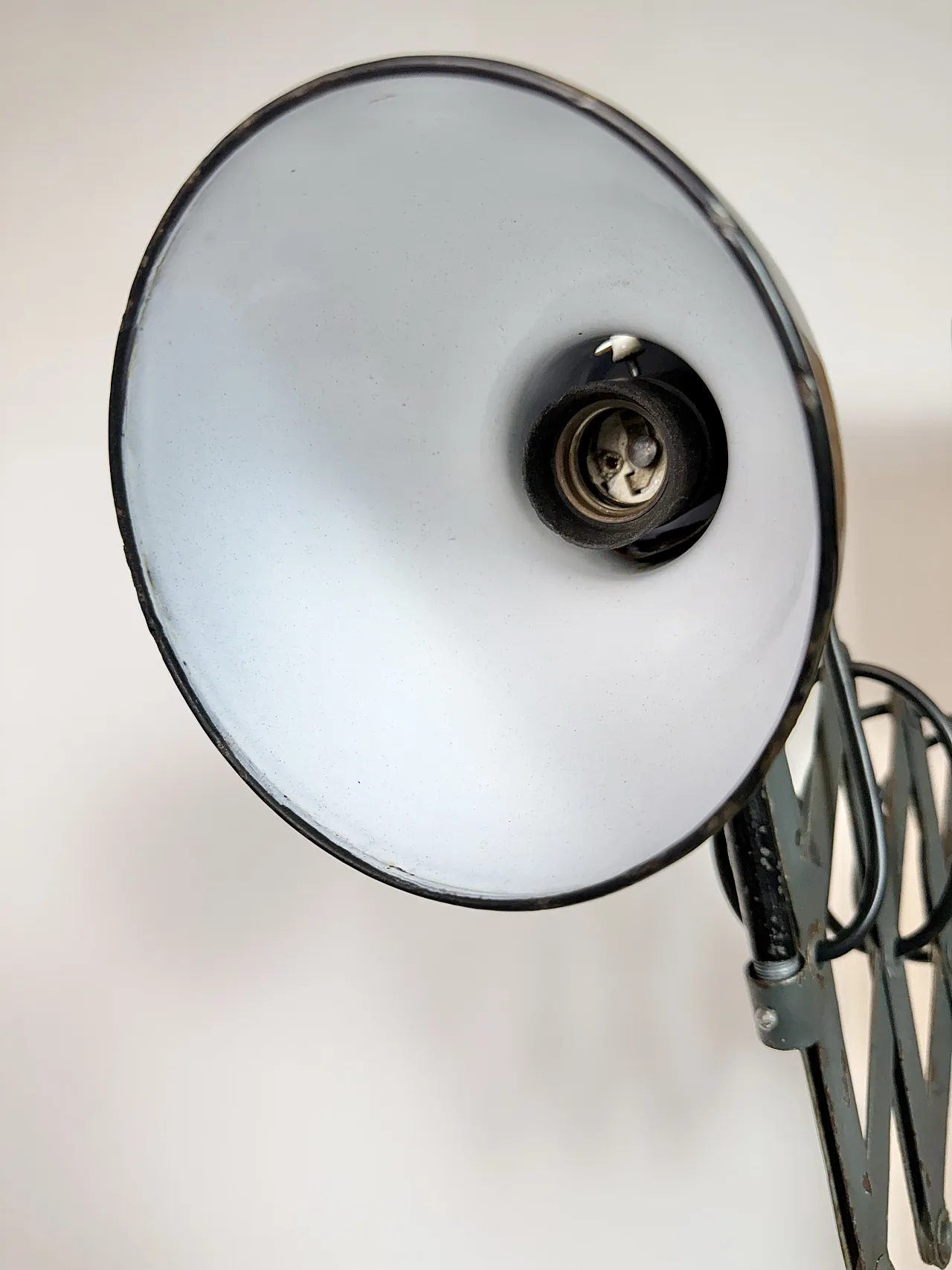 Industrial Black Enamel Scissor Wall Lamp, 1950s 8