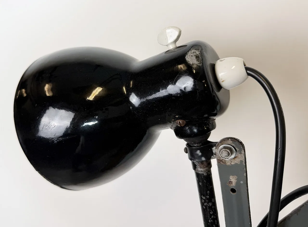 Industrial Black Enamel Scissor Wall Lamp, 1950s 9
