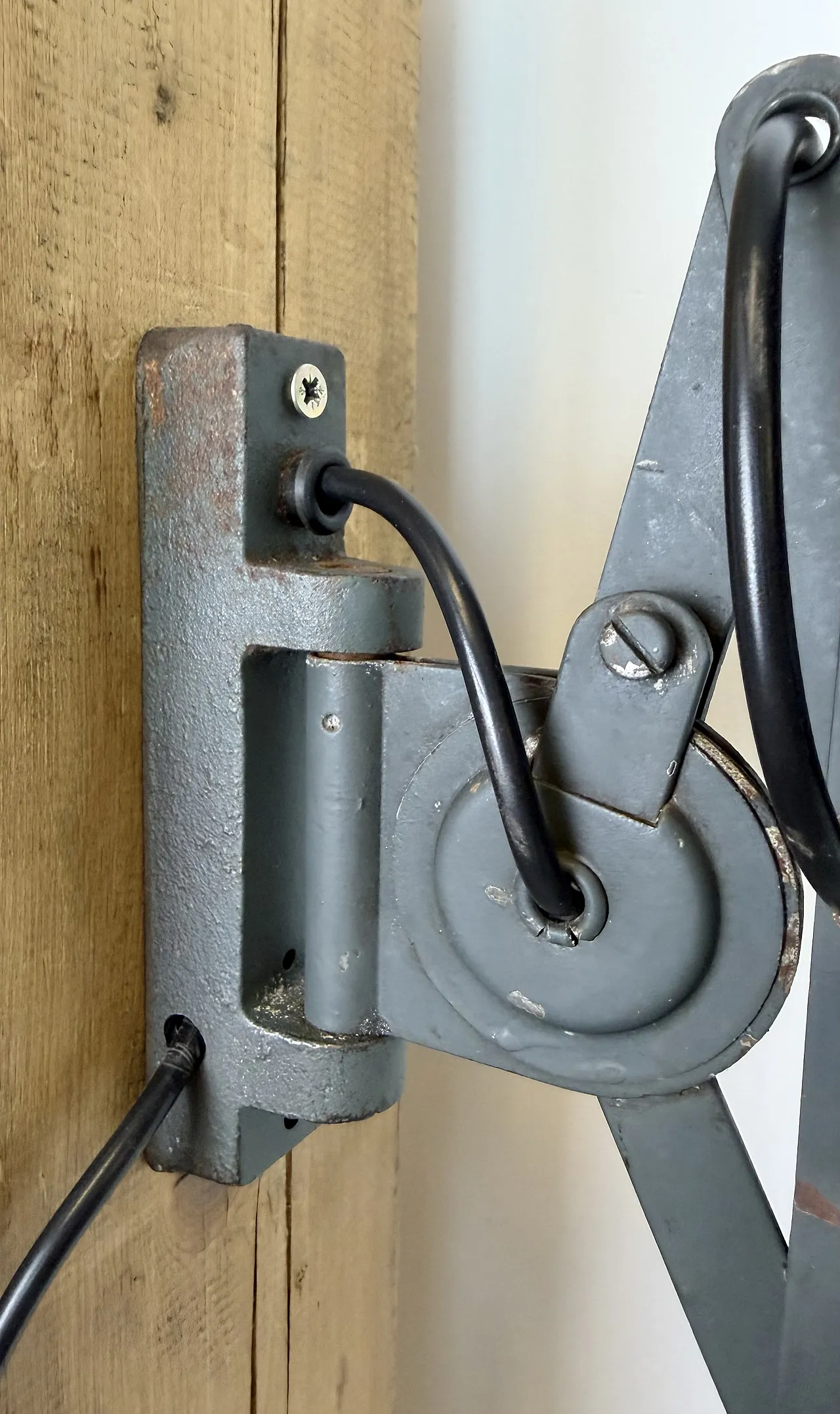 Industrial Black Enamel Scissor Wall Lamp, 1950s 12