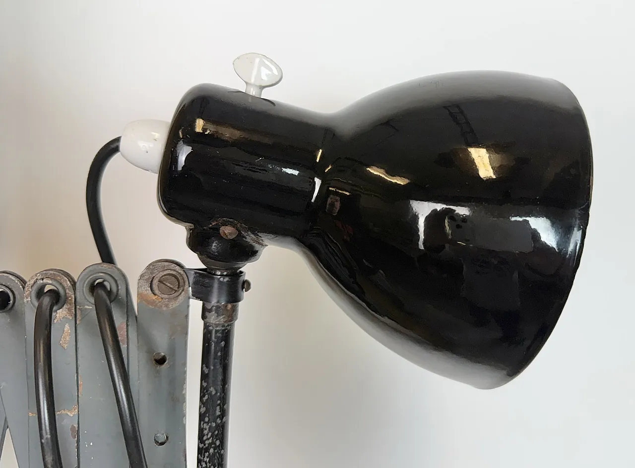 Industrial Black Enamel Scissor Wall Lamp, 1950s 14