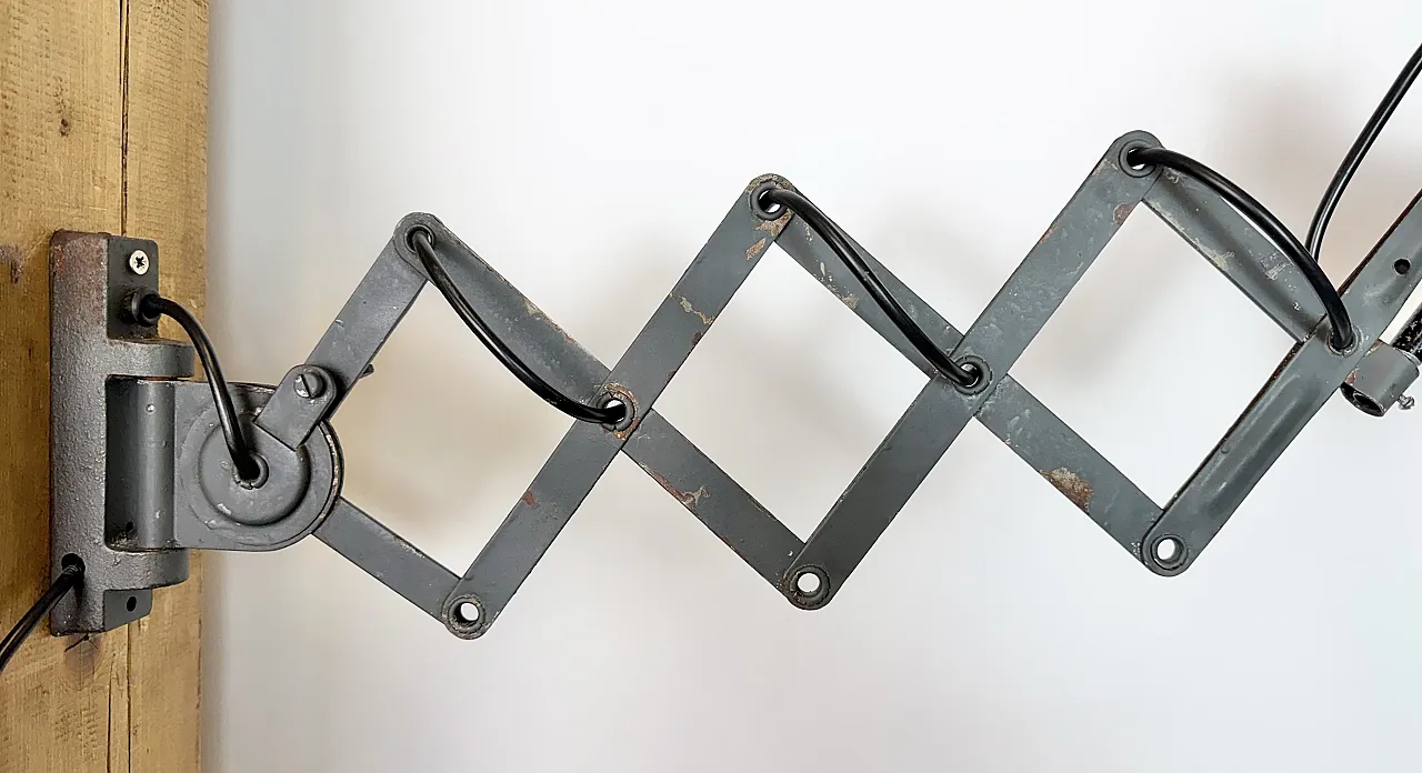 Industrial Black Enamel Scissor Wall Lamp, 1950s 17