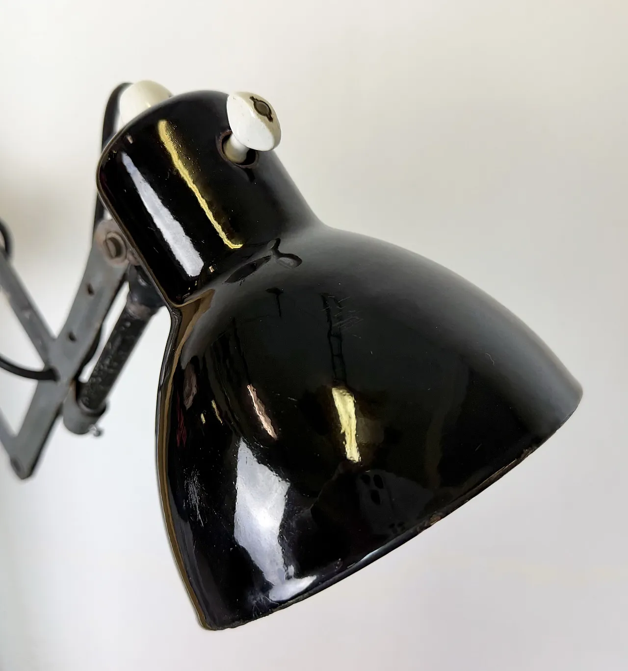 Industrial Black Enamel Scissor Wall Lamp, 1950s 18