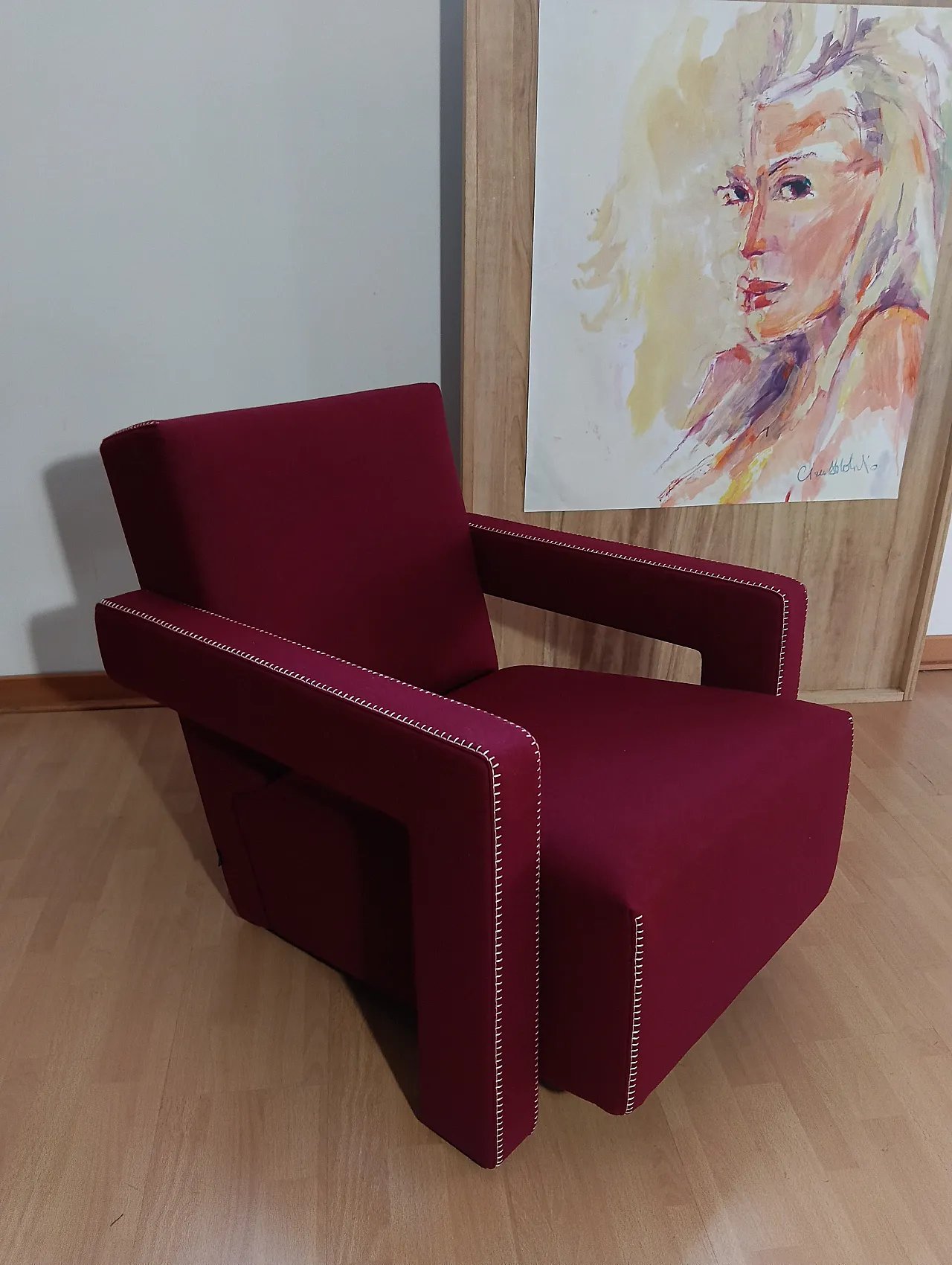 Poltrona Utrecht 637 in lana bordeaux di Cassina, anni 2000 1