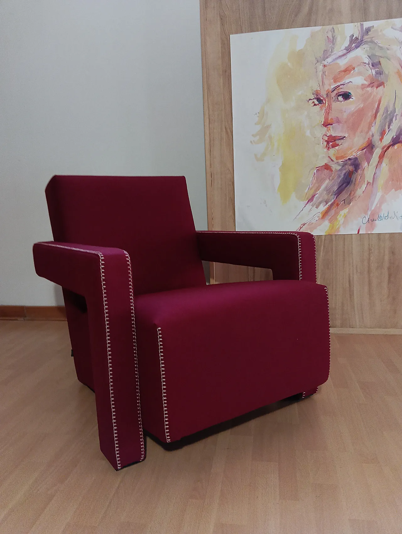 Poltrona Utrecht 637 in lana bordeaux di Cassina, anni 2000 2
