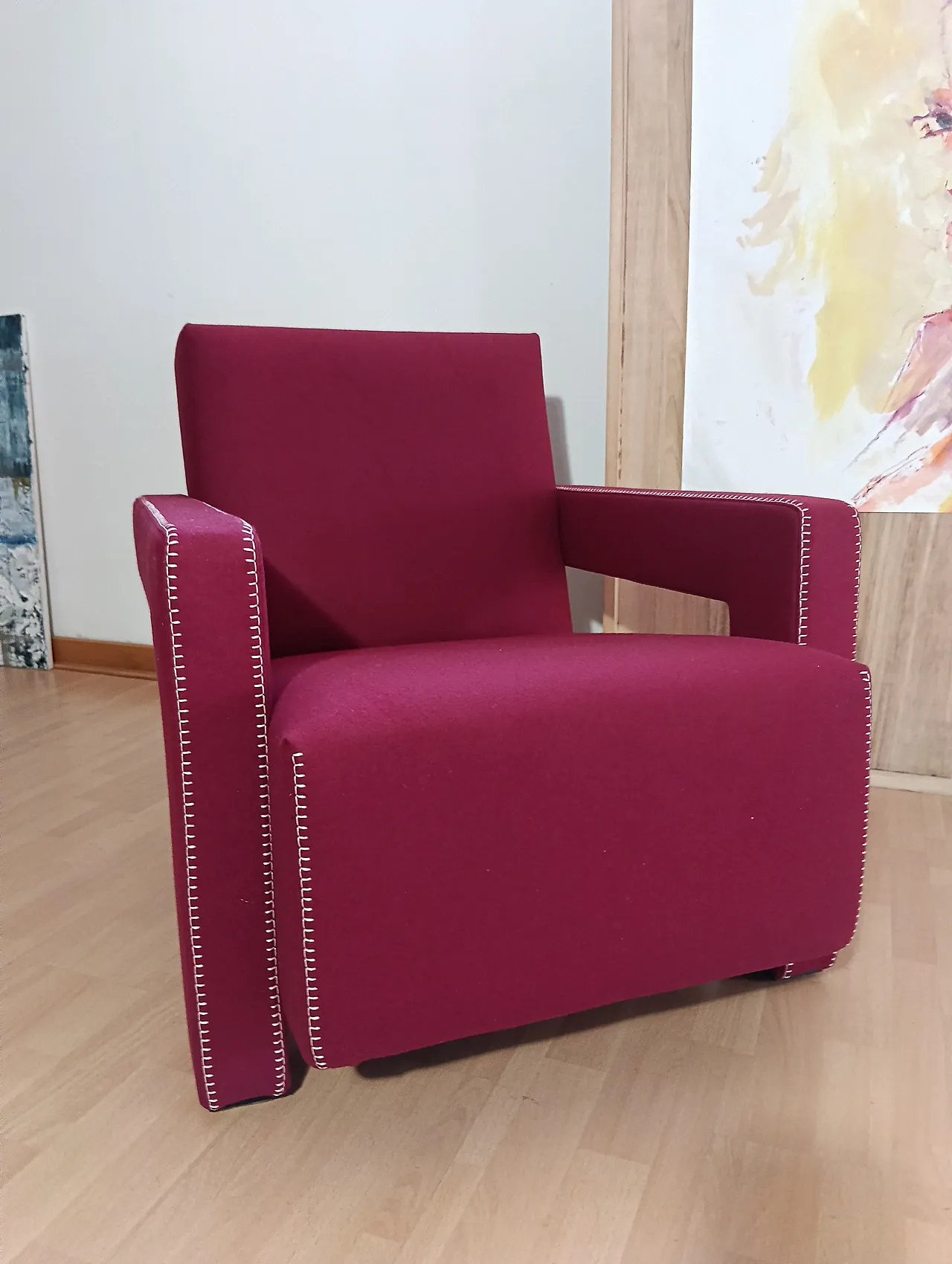 Poltrona Utrecht 637 in lana bordeaux di Cassina, anni 2000 3