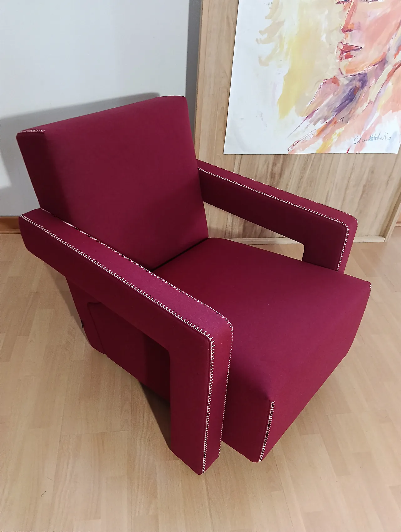 Poltrona Utrecht 637 in lana bordeaux di Cassina, anni 2000 4