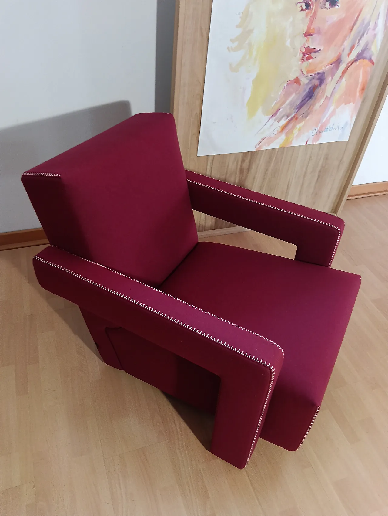 Poltrona Utrecht 637 in lana bordeaux di Cassina, anni 2000 5