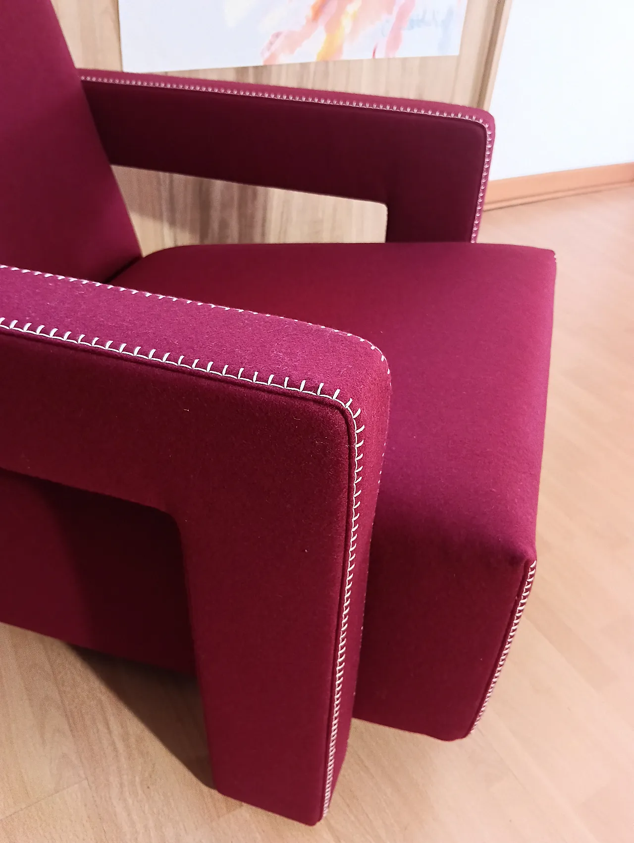 Poltrona Utrecht 637 in lana bordeaux di Cassina, anni 2000 8