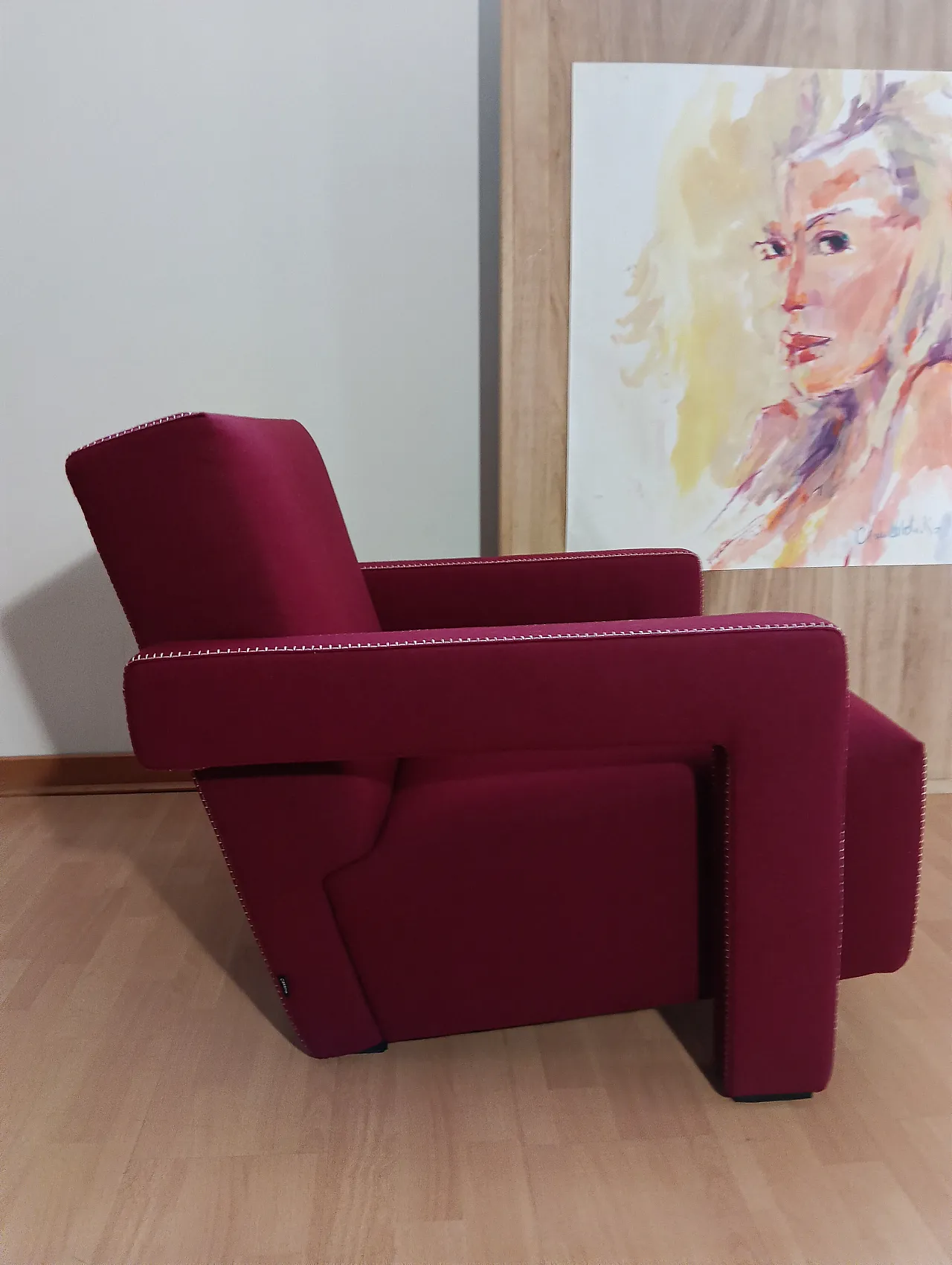 Poltrona Utrecht 637 in lana bordeaux di Cassina, anni 2000 18