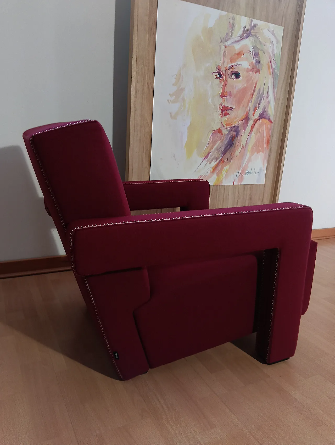 Poltrona Utrecht 637 in lana bordeaux di Cassina, anni 2000 19