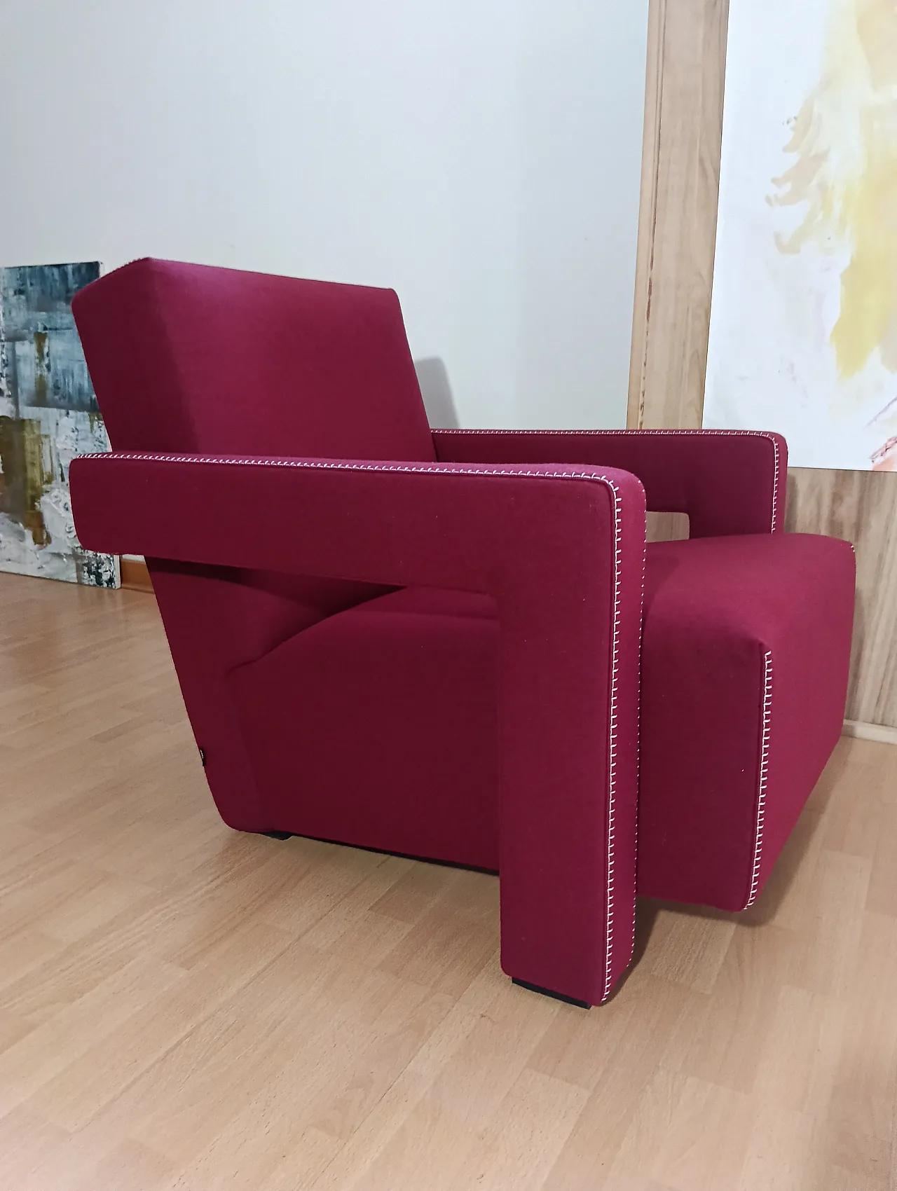 Poltrona Utrecht 637 in lana bordeaux di Cassina, anni 2000 21