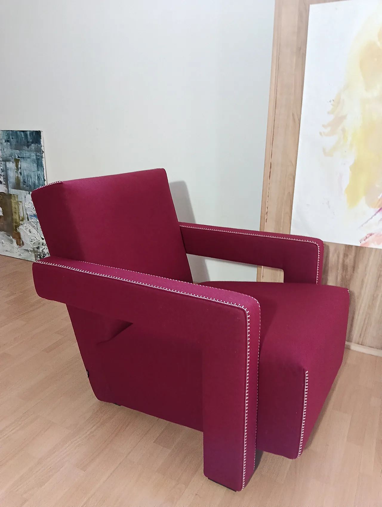 Poltrona Utrecht 637 in lana bordeaux di Cassina, anni 2000 22