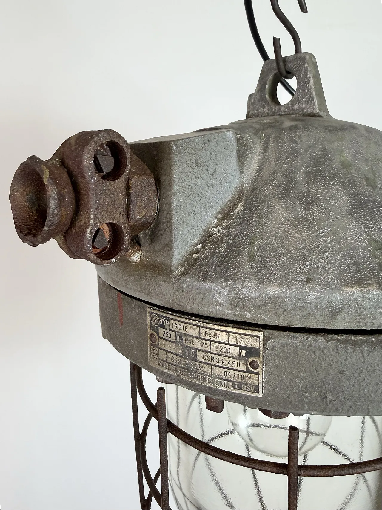 Grey Industrial Explosion Proof Lamp from Elektrosvit, 1960s 9