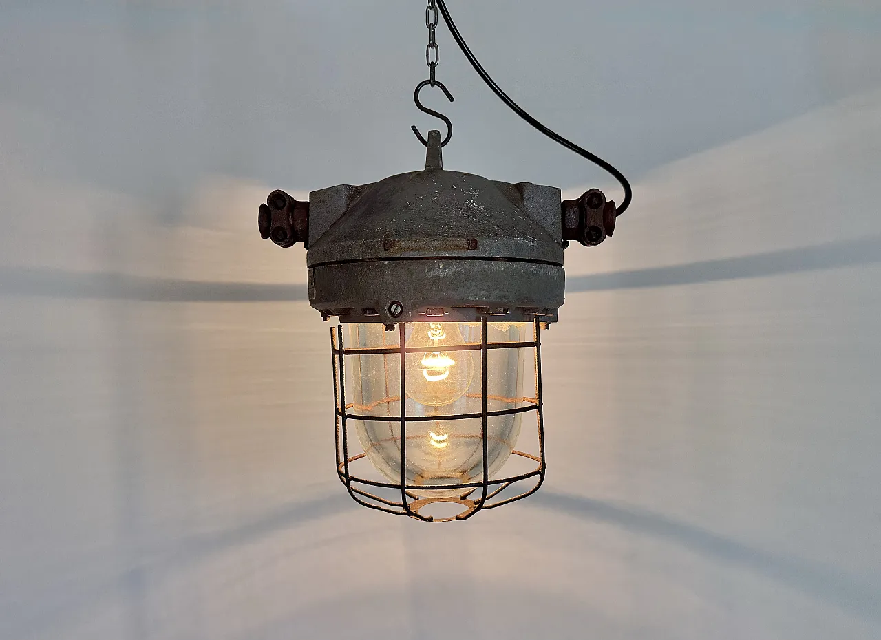 Grey Industrial Explosion Proof Lamp from Elektrosvit, 1960s 11