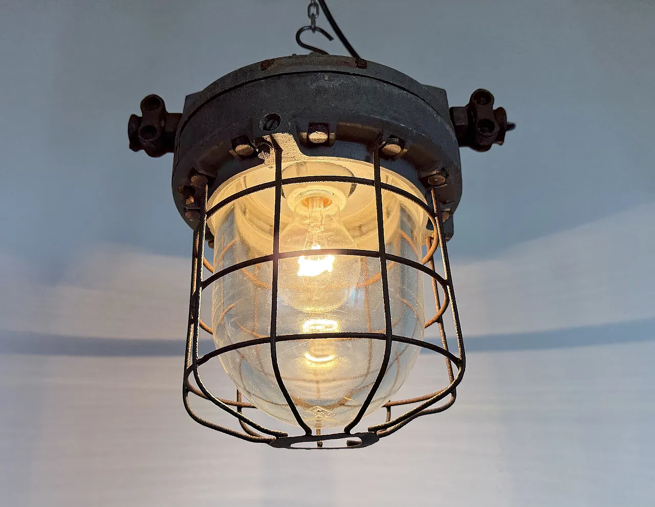 Grey Industrial Explosion Proof Lamp from Elektrosvit, 1960s 12