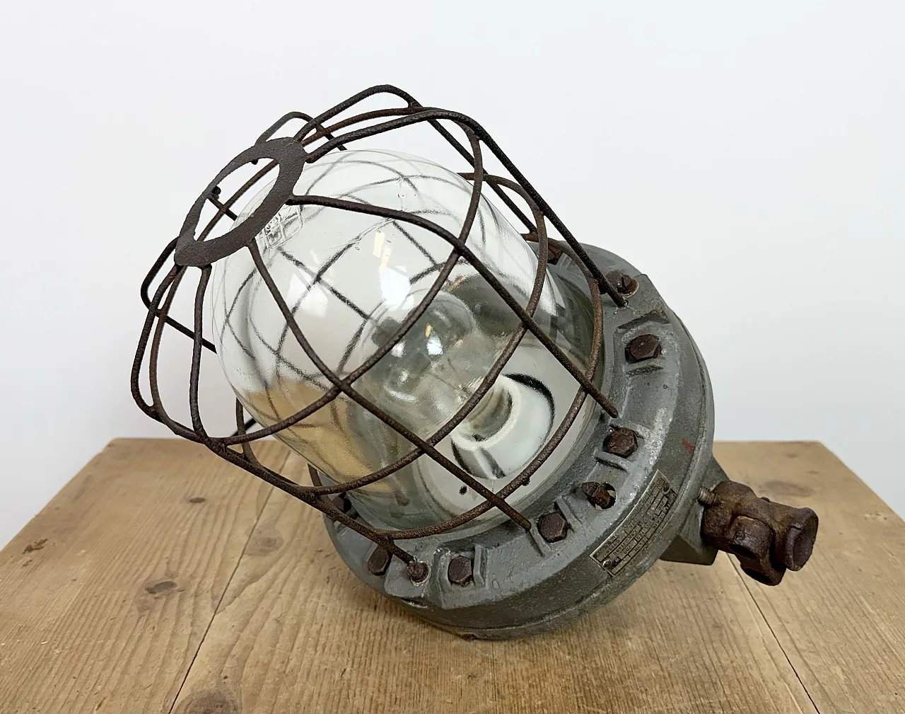 Grey Industrial Explosion Proof Lamp from Elektrosvit, 1960s 15