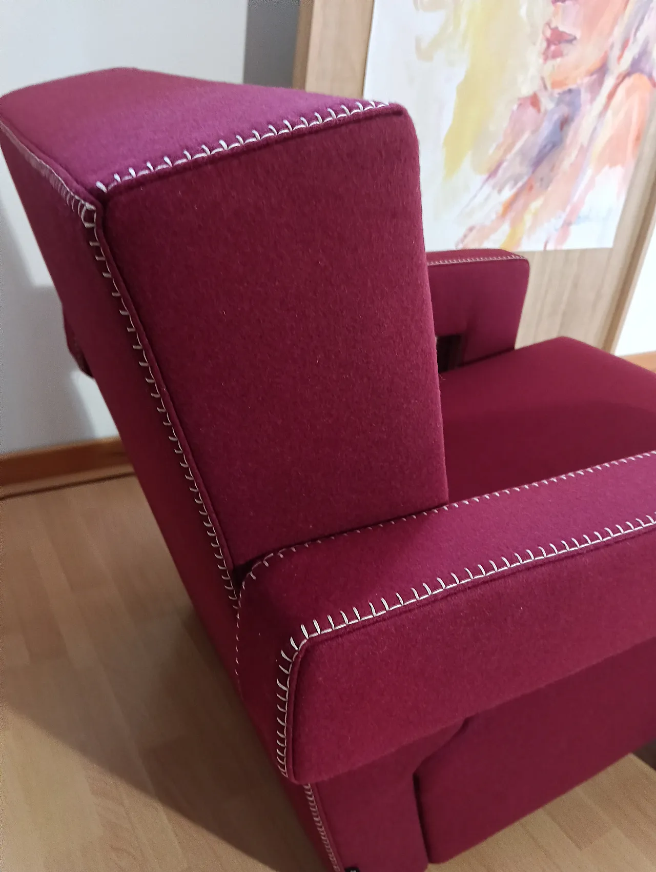 Poltrona Utrecht 637 in lana bordeaux di Cassina, anni 2000 30
