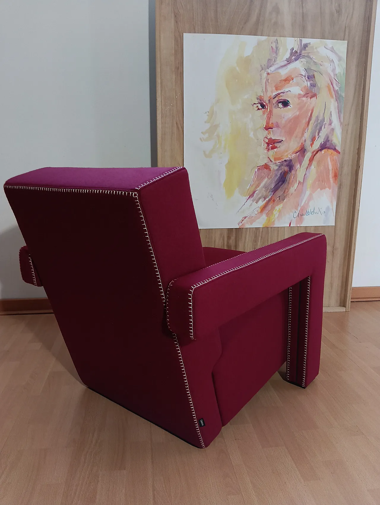 Poltrona Utrecht 637 in lana bordeaux di Cassina, anni 2000 32