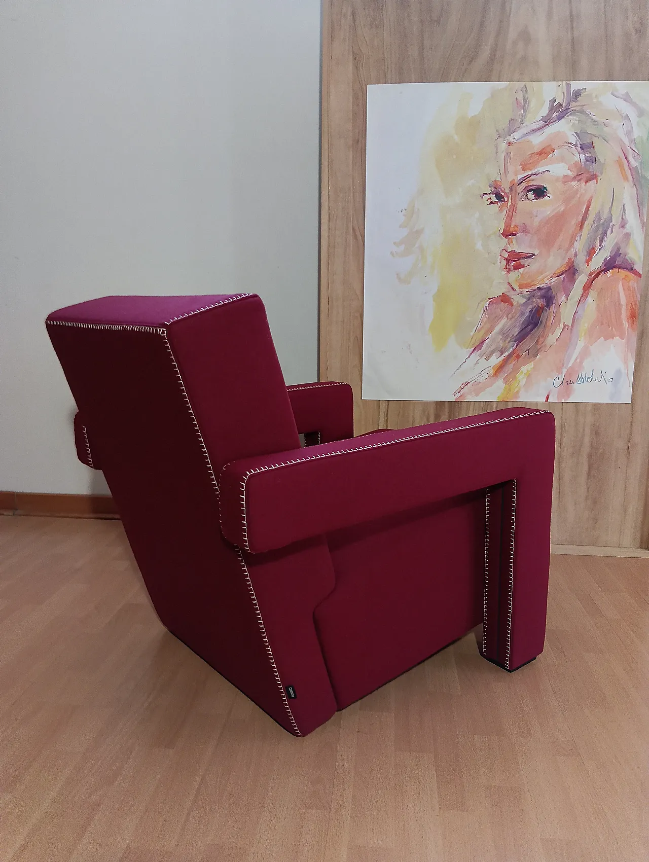 Poltrona Utrecht 637 in lana bordeaux di Cassina, anni 2000 33