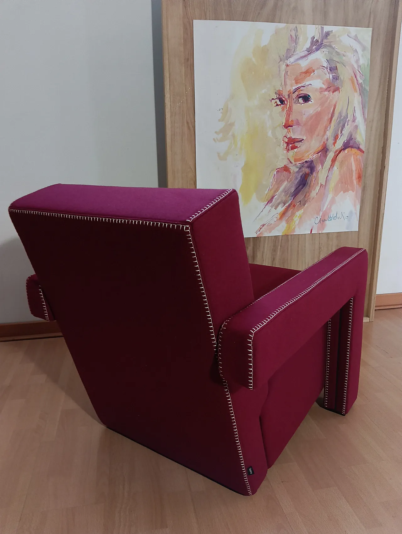 Poltrona Utrecht 637 in lana bordeaux di Cassina, anni 2000 38