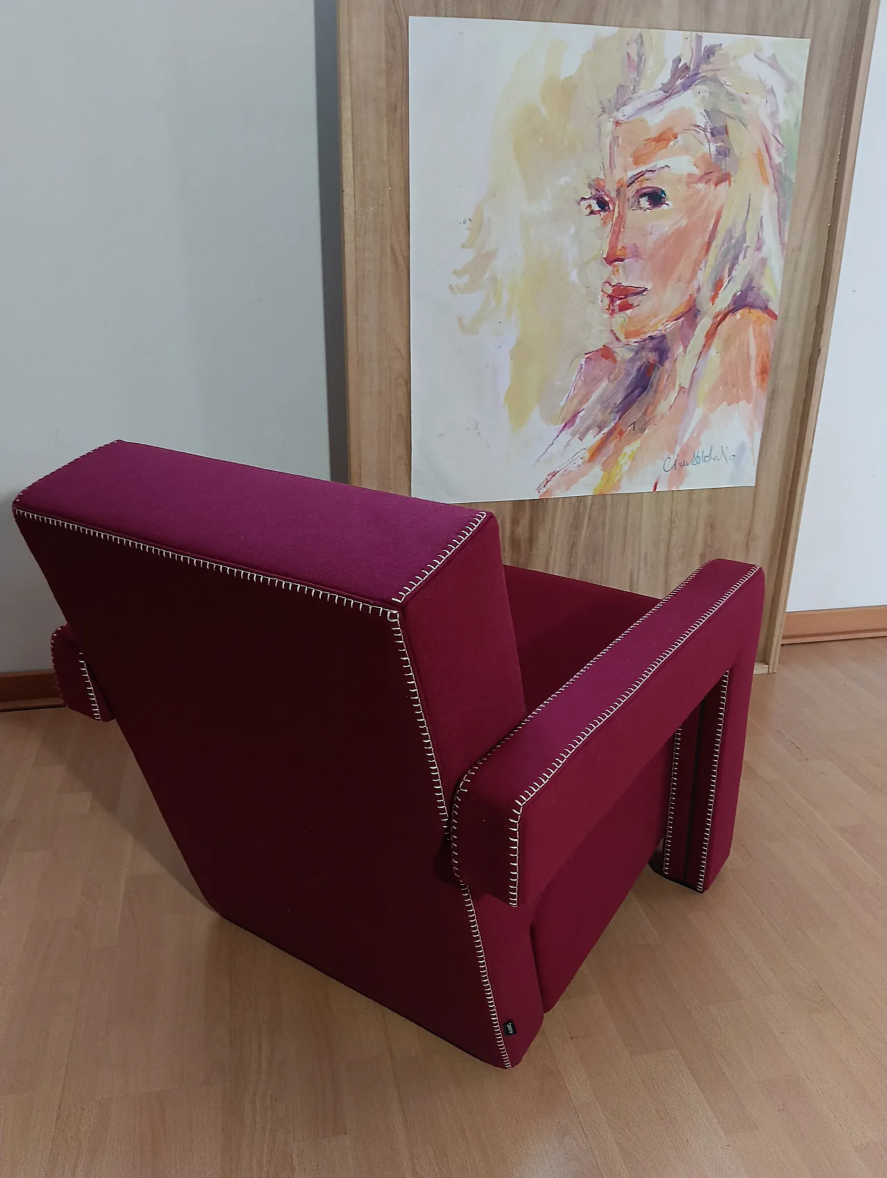 Poltrona Utrecht 637 in lana bordeaux di Cassina, anni 2000 39
