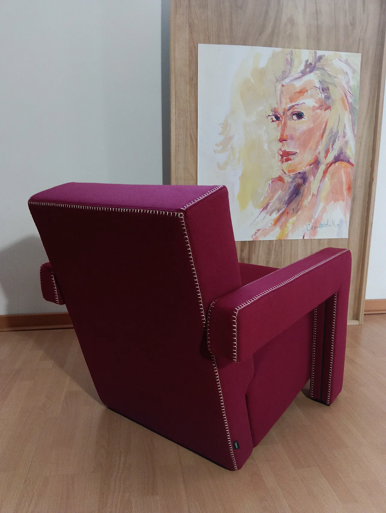 Poltrona Utrecht 637 in lana bordeaux di Cassina, anni 2000 40