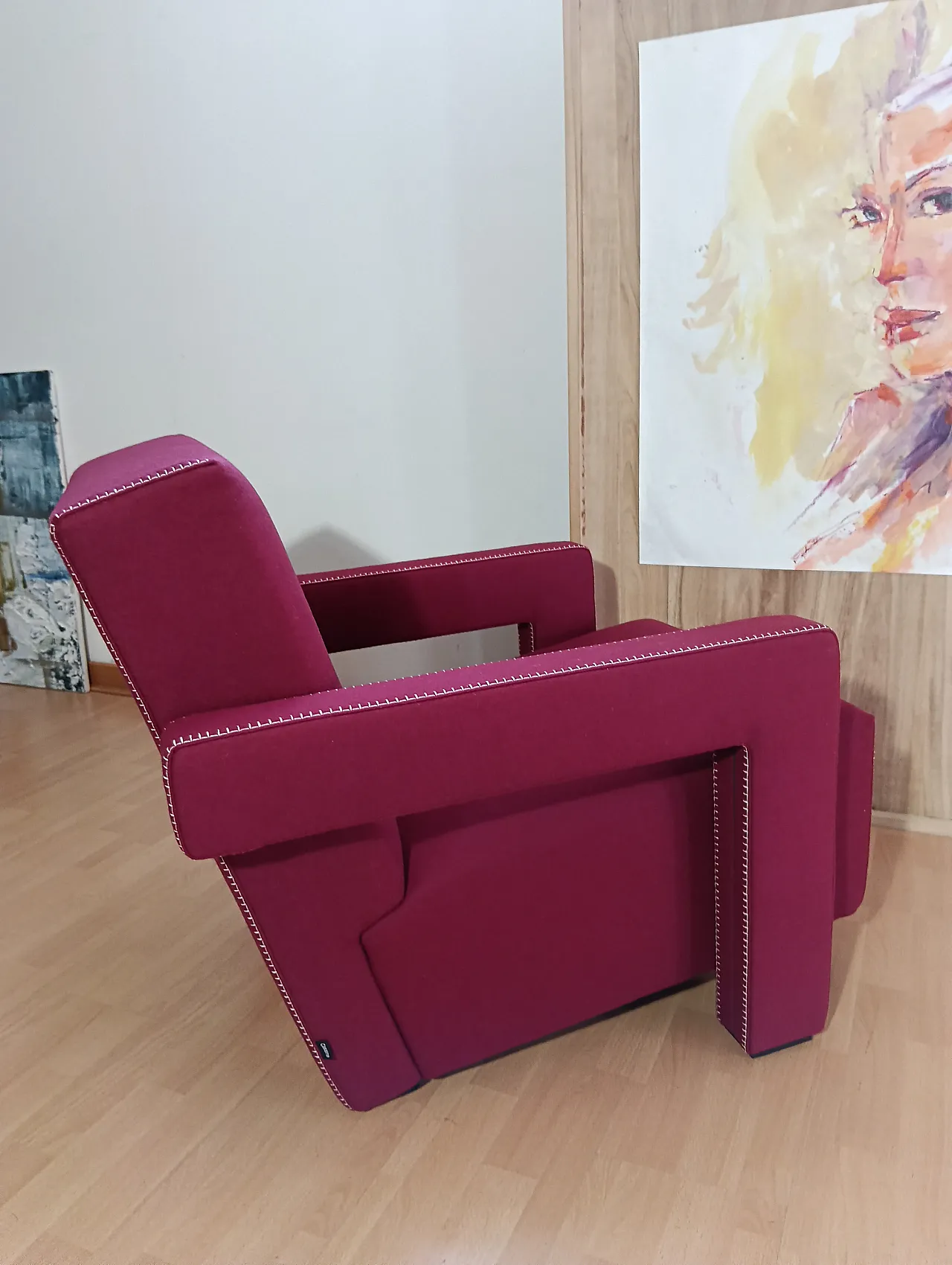 Poltrona Utrecht 637 in lana bordeaux di Cassina, anni 2000 42