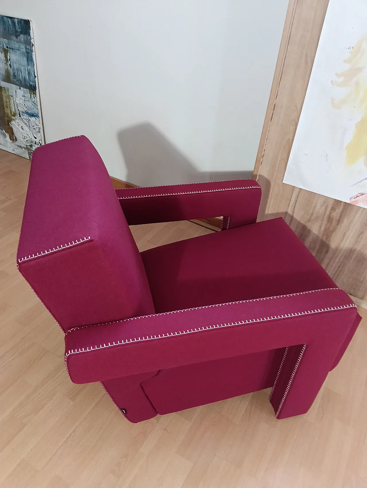 Poltrona Utrecht 637 in lana bordeaux di Cassina, anni 2000 43