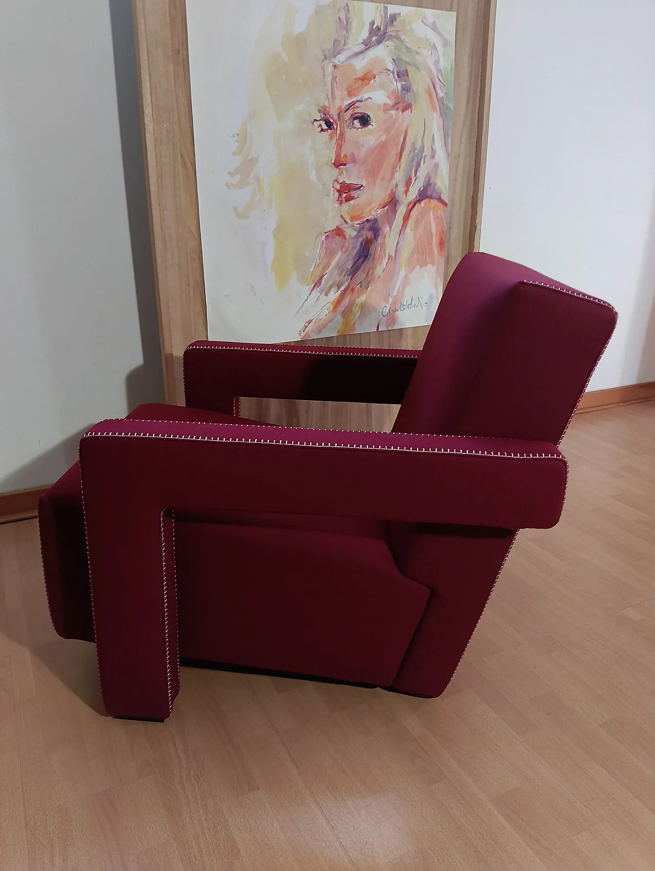 Poltrona Utrecht 637 in lana bordeaux di Cassina, anni 2000 44