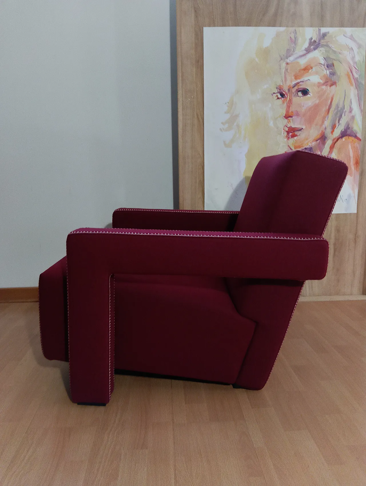 Poltrona Utrecht 637 in lana bordeaux di Cassina, anni 2000 49