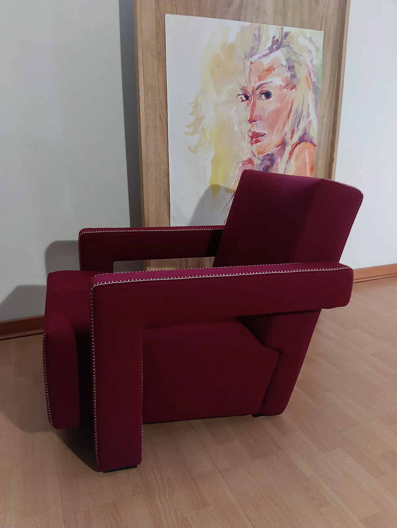 Poltrona Utrecht 637 in lana bordeaux di Cassina, anni 2000 50