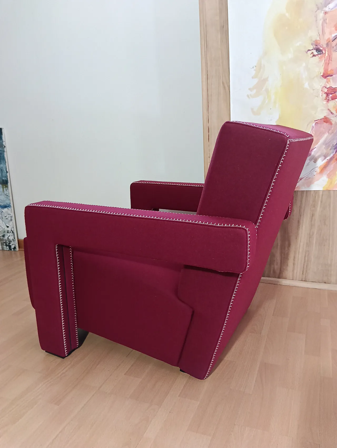 Poltrona Utrecht 637 in lana bordeaux di Cassina, anni 2000 51