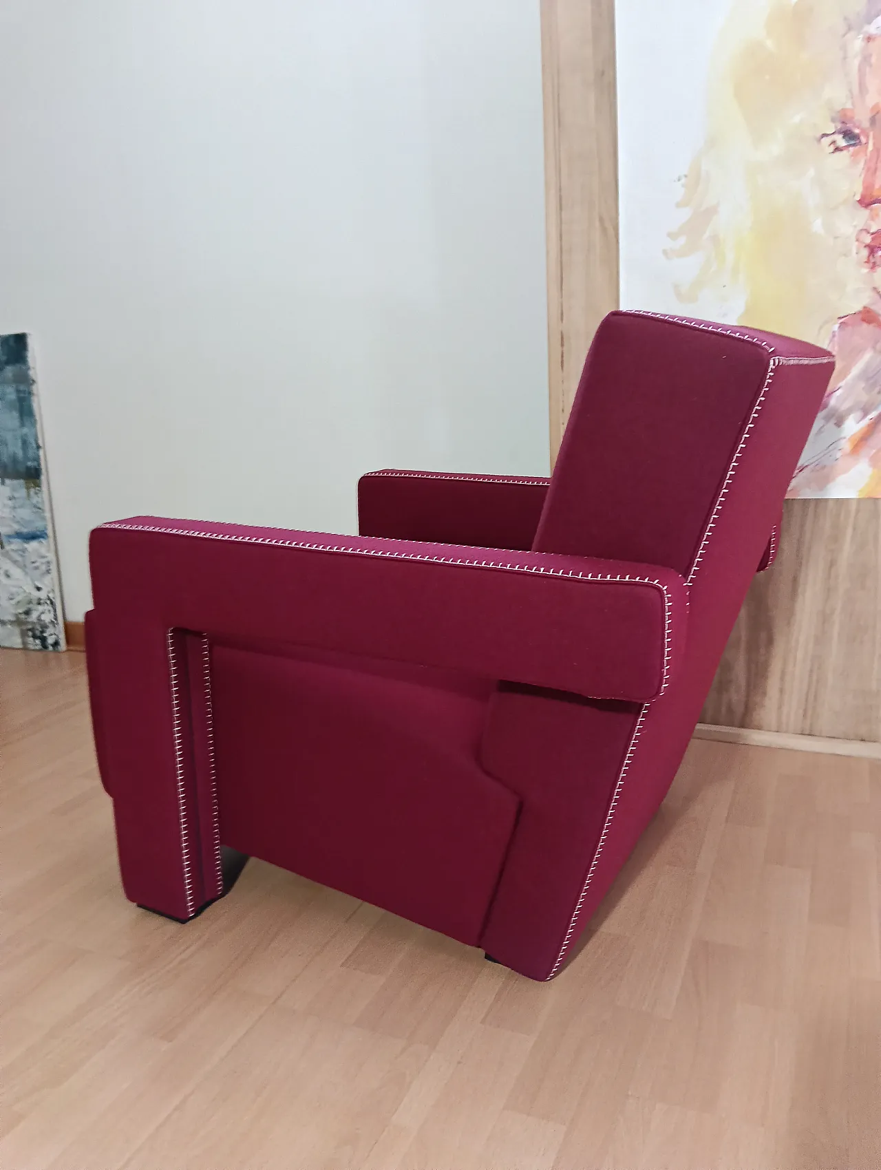 Poltrona Utrecht 637 in lana bordeaux di Cassina, anni 2000 52