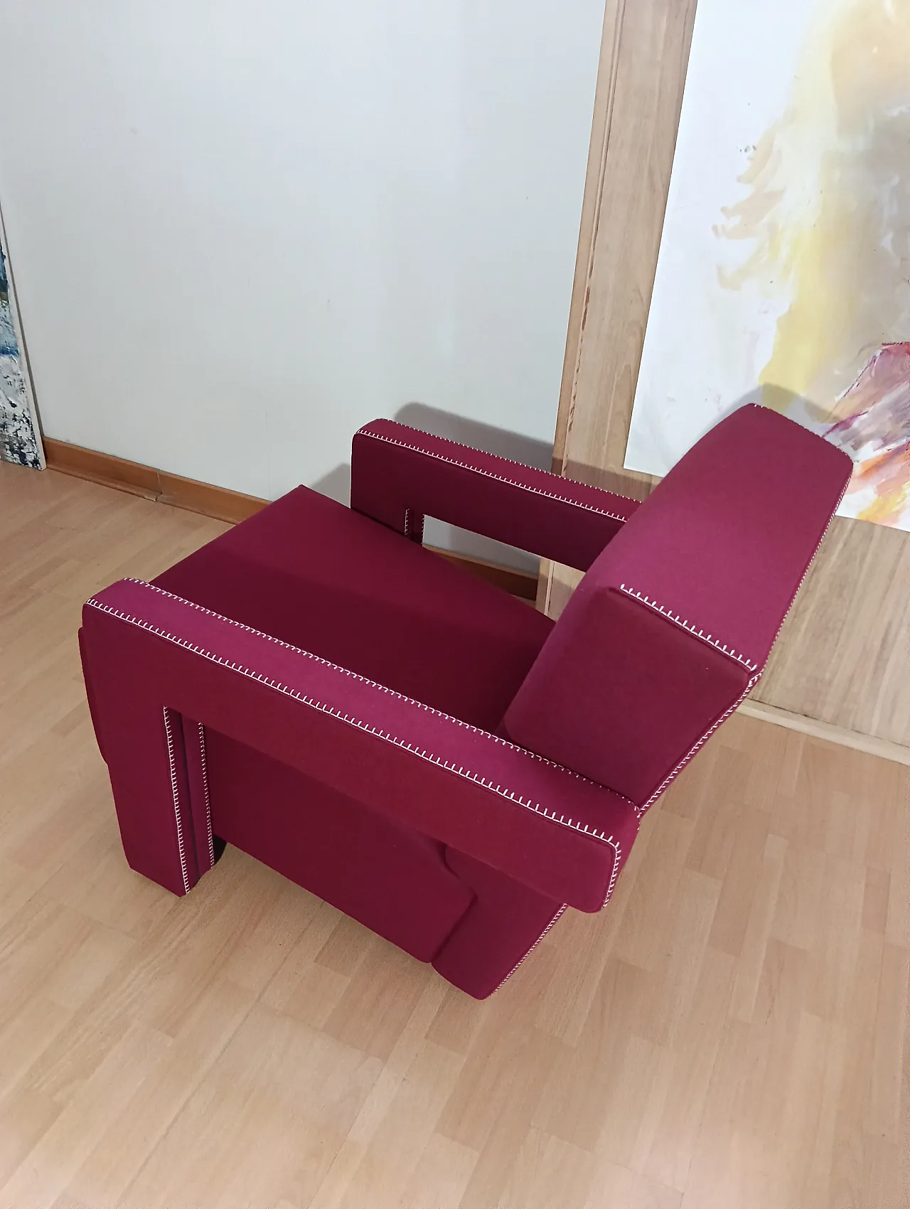 Poltrona Utrecht 637 in lana bordeaux di Cassina, anni 2000 53