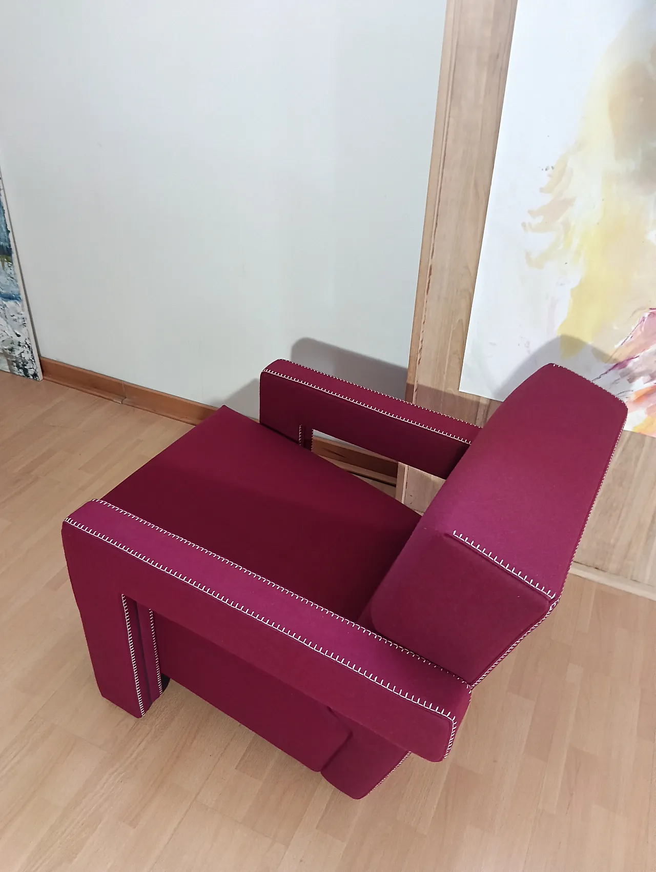 Poltrona Utrecht 637 in lana bordeaux di Cassina, anni 2000 54